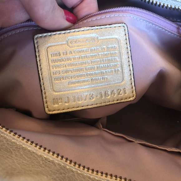Gold Metallic Coach Satchel - Picture 4 of 5